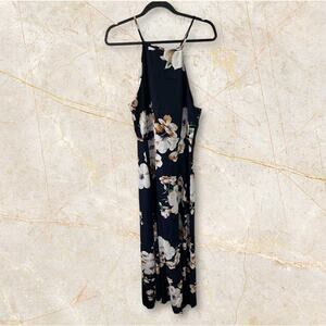 NWT Anself Maxi Dress Womens SIZE 2XL Halter Neck A-Line Sleeveless Blue Floral